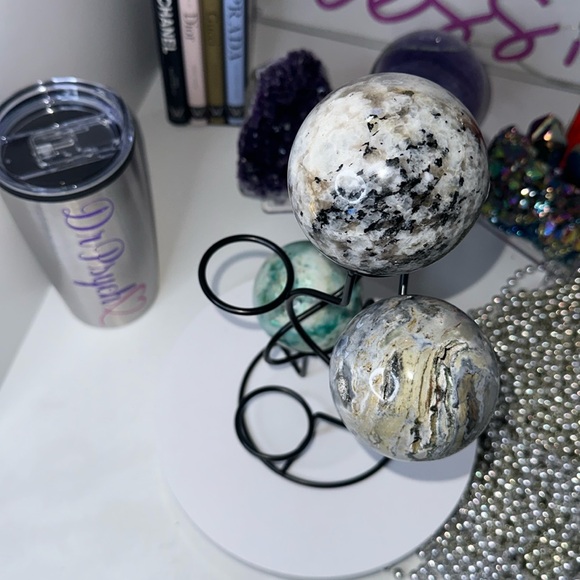 Black Multi-Sphere Tower Holder Crystals Rocks Precious Gem Spheres Price for 1 - Picture 10 of 11